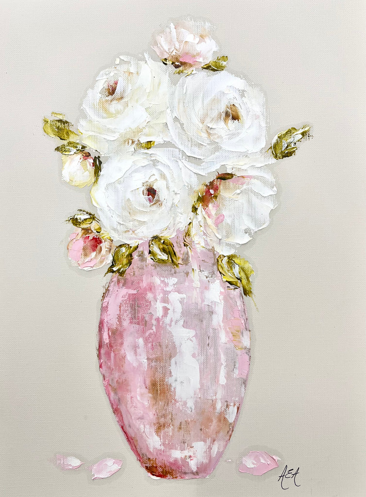 Roses in a Pink Jar 9x12"