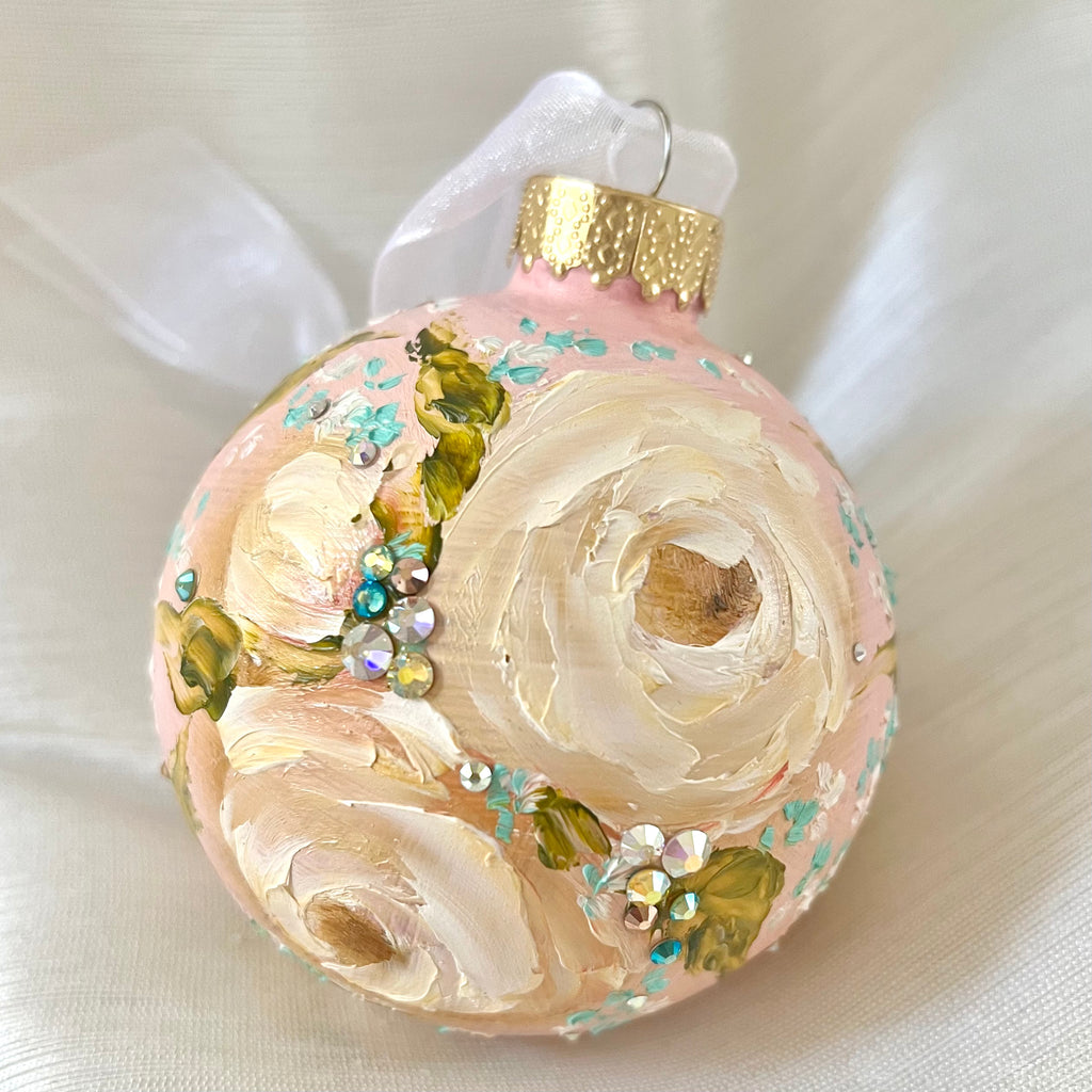 Pink with Yellow Roses #16 Ornament 3"
