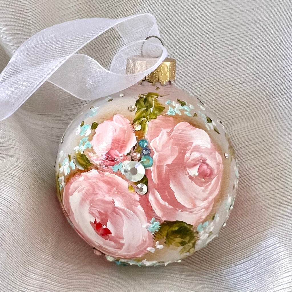 Gray with Pink Roses #23 Ornament 3"