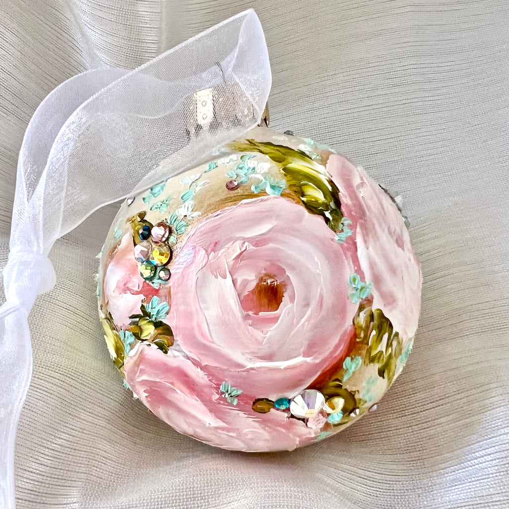 Beige with Pink Roses #25 Ornament 3"