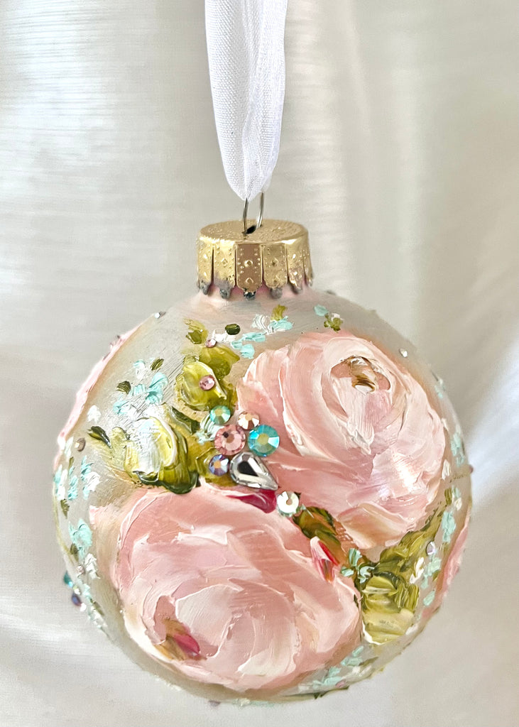 Gray with Pink Roses #18 Ornament 3"