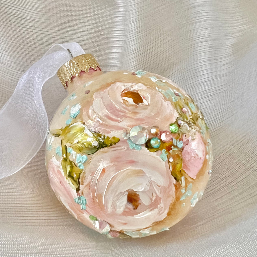Yellow with Pink Roses #4 Ornament 3"