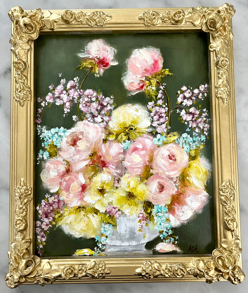 Floral in Gold Roses Frame