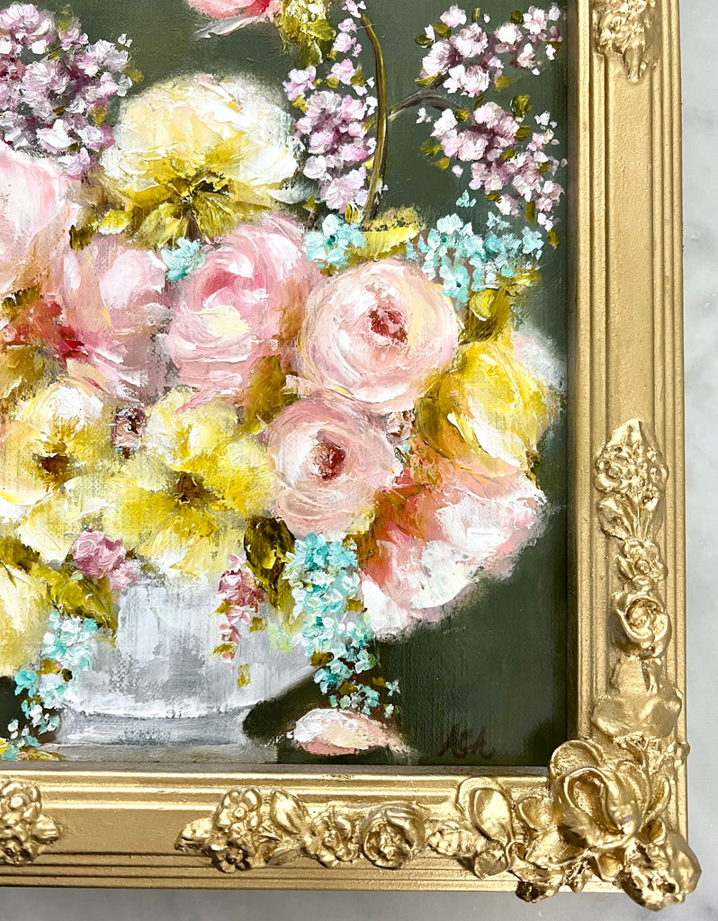 Floral in Gold Roses Frame
