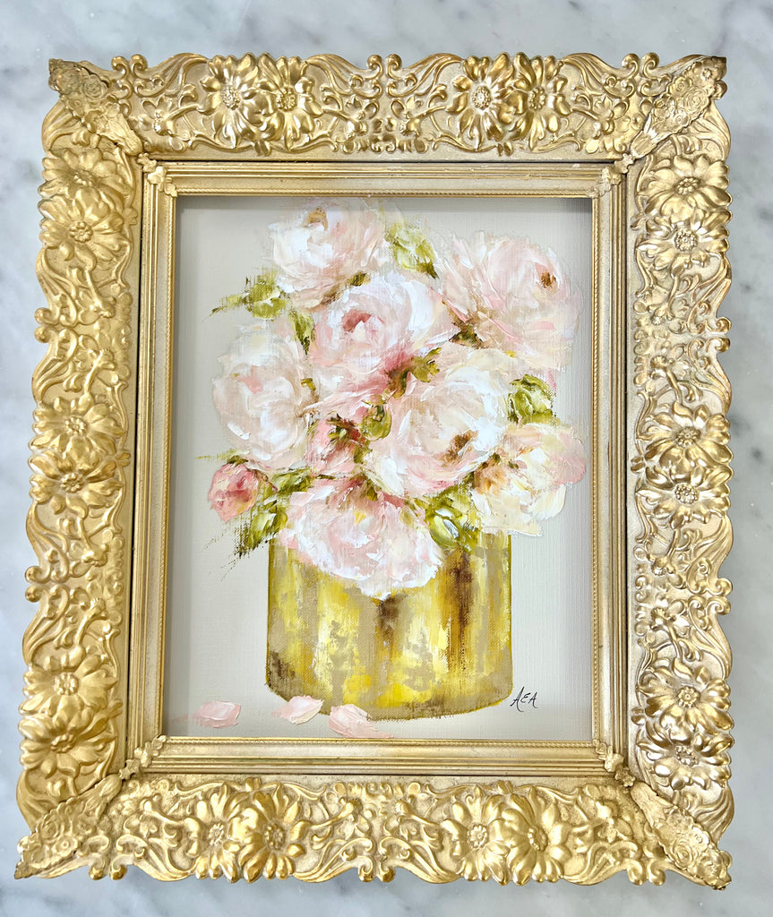 Roses in a Gold Jar 9x12"