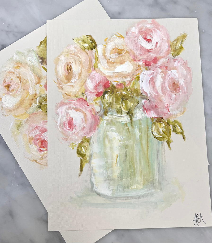 Roses in a Jar 9x12"